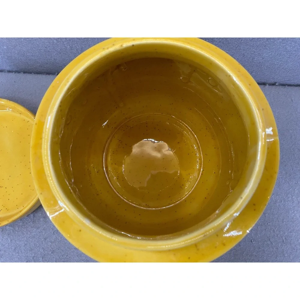 McCoy Yellow Speckled Ceramic TEA Canister Lid Mid-Mod Style Storage Jar